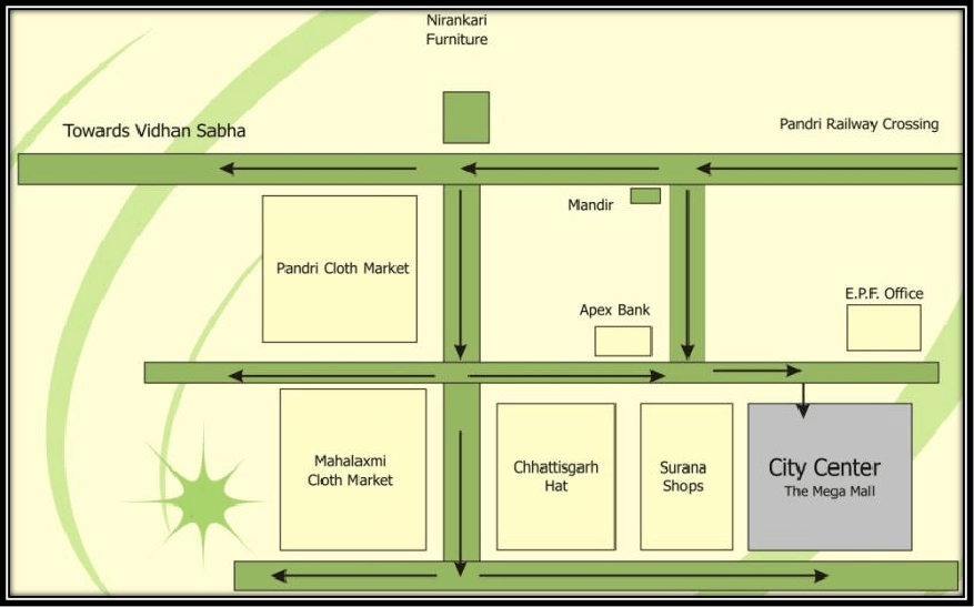 Raipur City Center location map